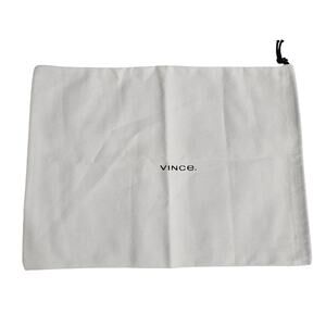VINCE DRAWSTRING DUST BAG – 14" X 10" – WHITE FABRIC – BLACK LOGO ACCESSORY BAG